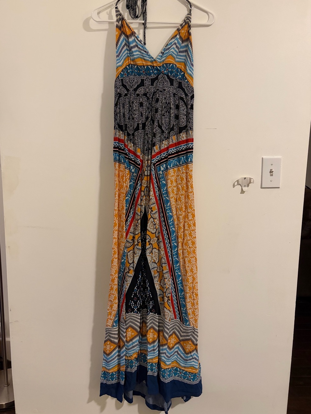 Boho Patterned Maxi Dress with Halter Neck
